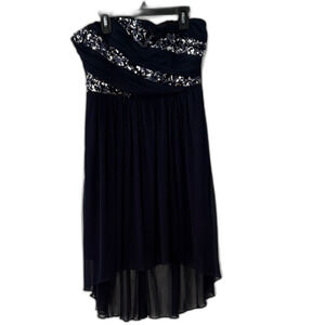 City Triangles Sequin Strapless High Low Prom Dress Navy Juniors 9